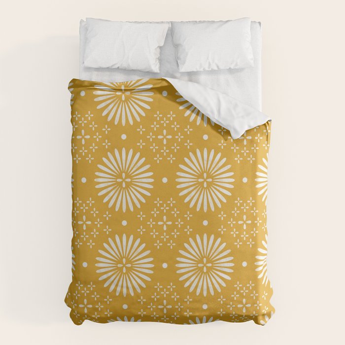 Happy Sunshine - yellow art, sunshine, boho art, bohemian, tile, home decor, yellow, yellow art print Duvet Cover Gallery Image 6