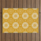 Happy Sunshine - yellow art, sunshine, boho art, bohemian, tile, home decor, yellow, yellow art print Outdoor Rug Gallery Image 1