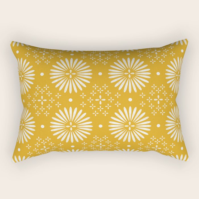Happy Sunshine - yellow art, sunshine, boho art, bohemian, tile, home decor, yellow, yellow art print Rectangular Pillow