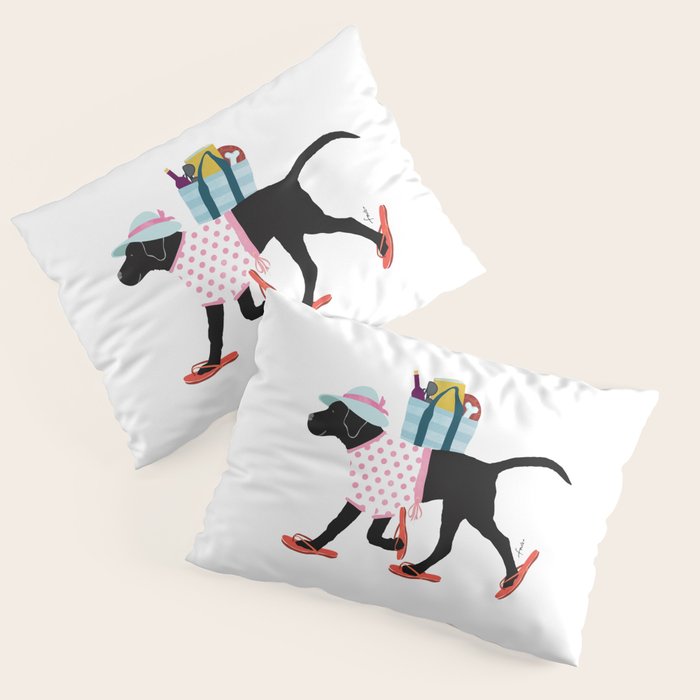 Black Dog labrador beach art Pillow Sham Gallery Image 3