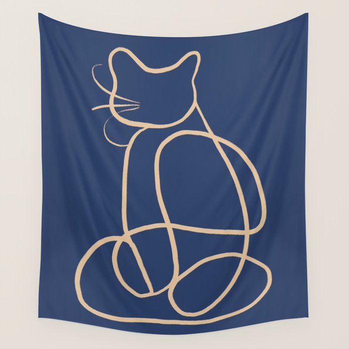 Abstract Line Art Cat 5 Wall Tapestry Gallery Image 1