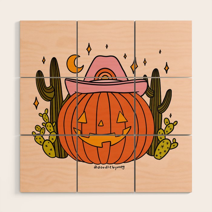 Cowboy Pumpkin Wood Wall Art Gallery Image 1