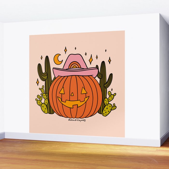 Cowboy Pumpkin Wall Mural Gallery Image 2