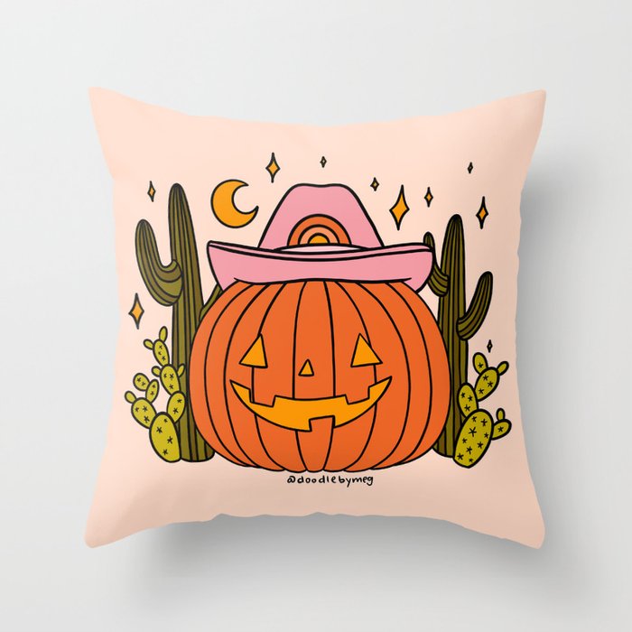 Cowboy Pumpkin Throw Pillow Gallery Image 2