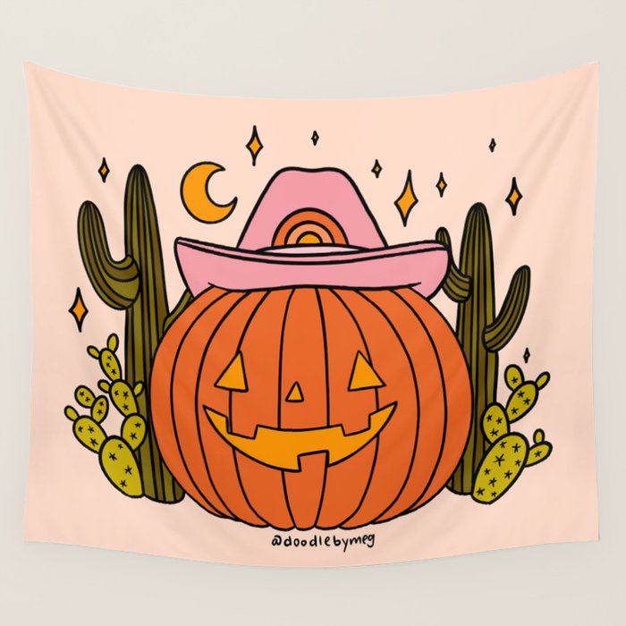 Cowboy Pumpkin Wall Tapestry Gallery Image 1