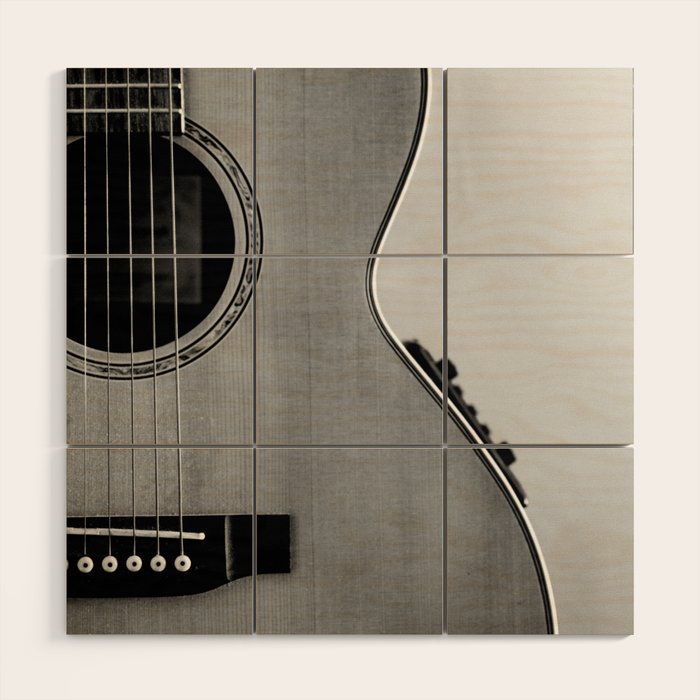 acoustic electric guitar music aesthetic close up elegant fine art photography  Wood Wall Art Gallery Image 1