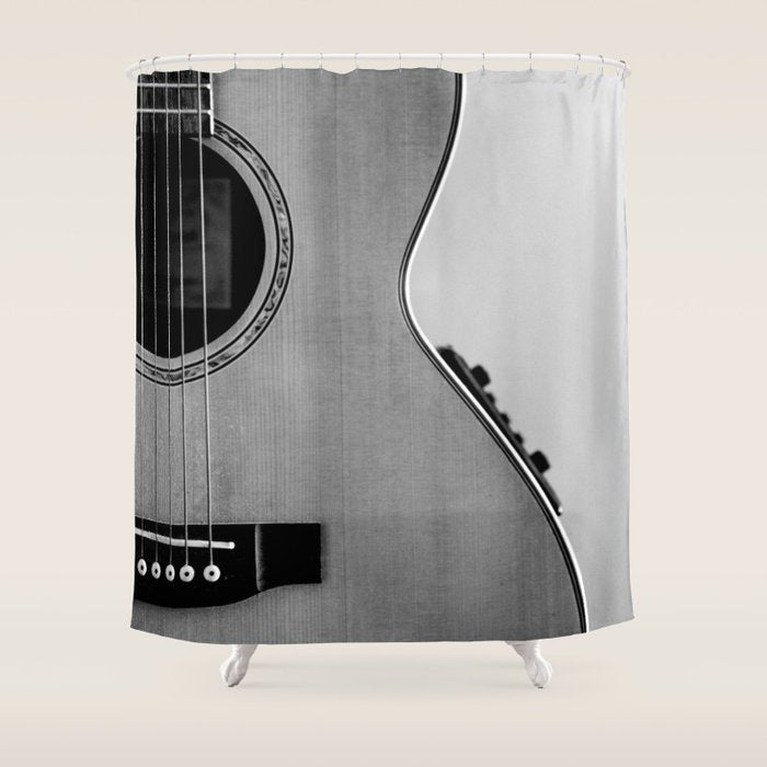 acoustic electric guitar music aesthetic close up elegant fine art photography  Shower Curtain Gallery Image 1