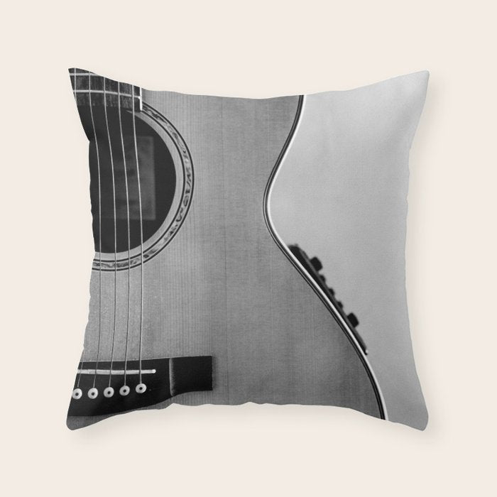 acoustic electric guitar music aesthetic close up elegant fine art photography  Throw Pillow Gallery Image 1