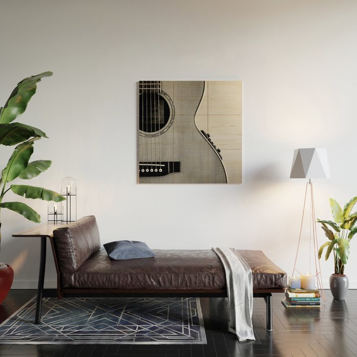 acoustic electric guitar music aesthetic close up elegant fine art photography  Wood Wall Art Gallery Image 2
