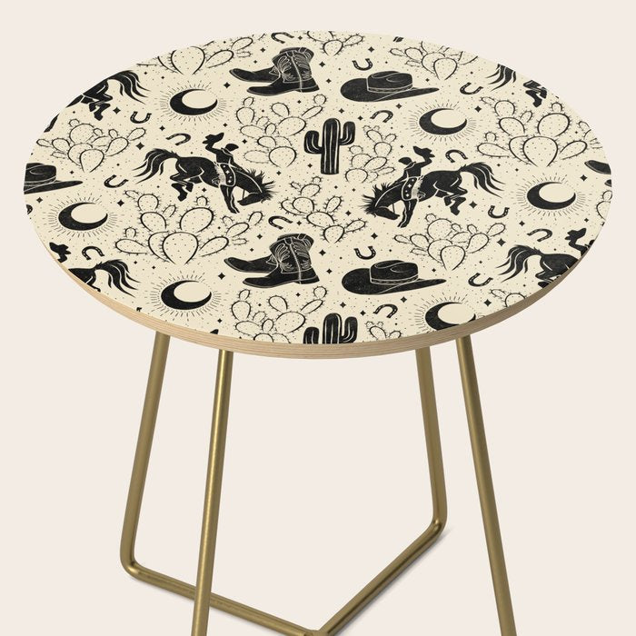 Cowboys and Cacti - cream and black Side Table Gallery Image 2