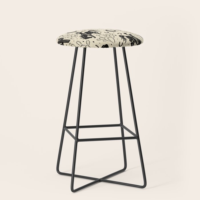 Cowboys and Cacti - cream and black Stool Gallery Image 1