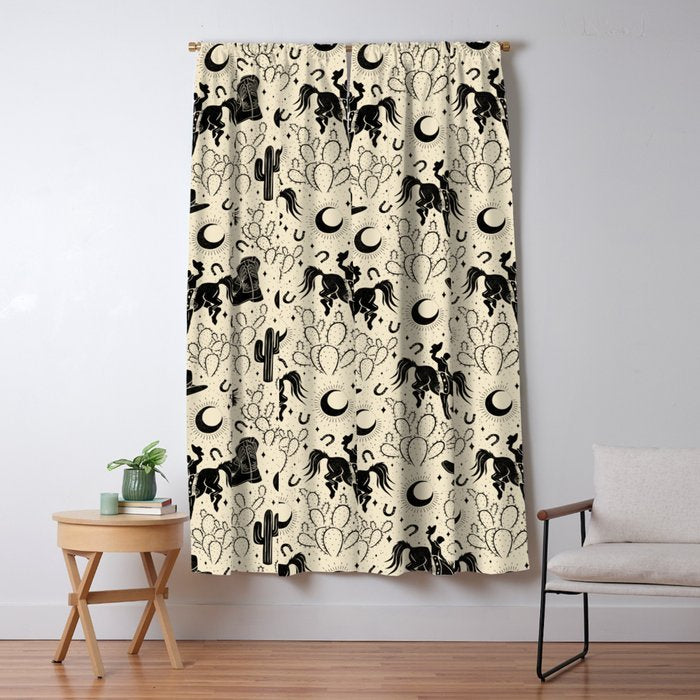Cowboys and Cacti - cream and black Window Curtain Gallery Image 5