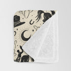 Cowboys and Cacti - cream and black Throw Blanket Gallery Image 3