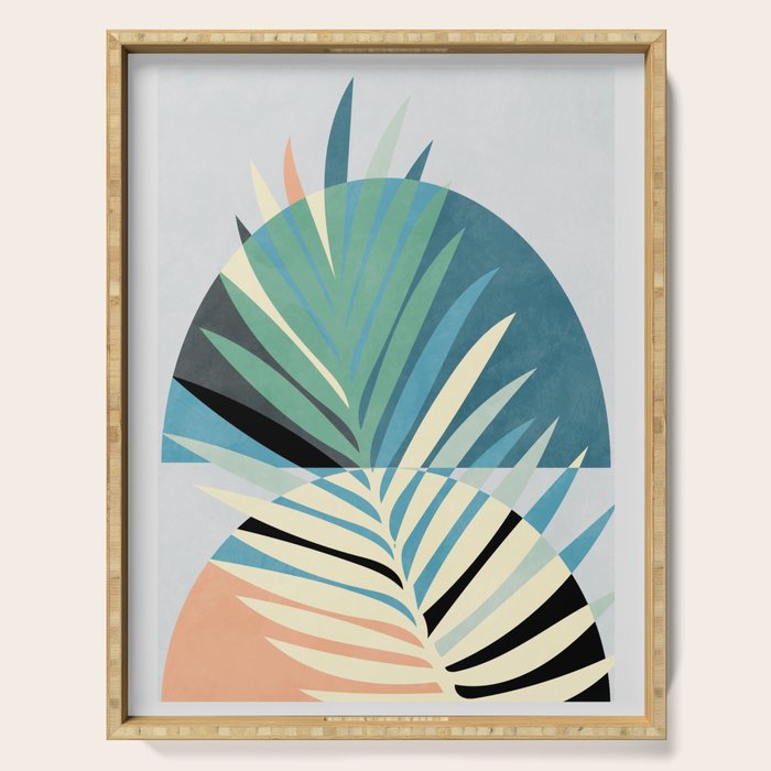 palm leaf minimal mid century modern Serving Tray Gallery Image 1