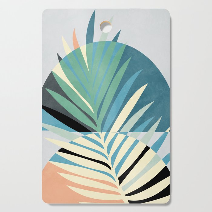 palm leaf minimal mid century modern Cutting Board Gallery Image 1