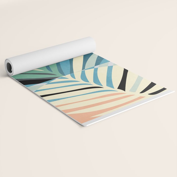 palm leaf minimal mid century modern Yoga Mat Gallery Image 2