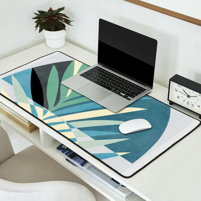 palm leaf minimal mid century modern Desk Mat Gallery Image 2