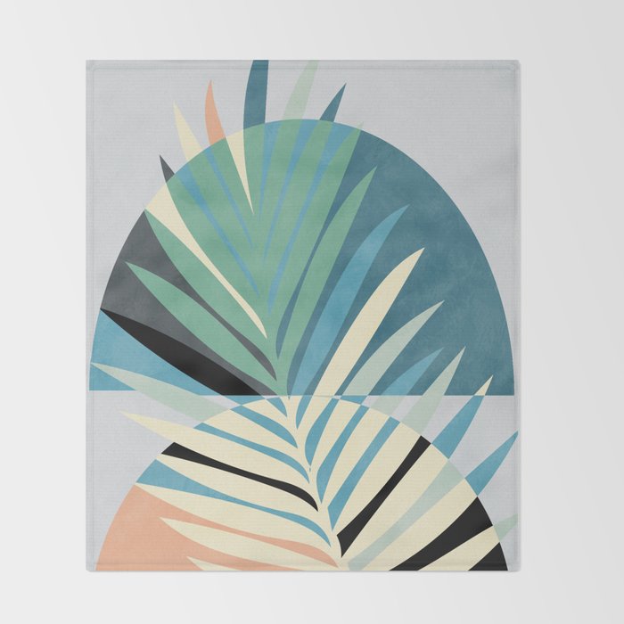 palm leaf minimal mid century modern Throw Blanket Gallery Image 2