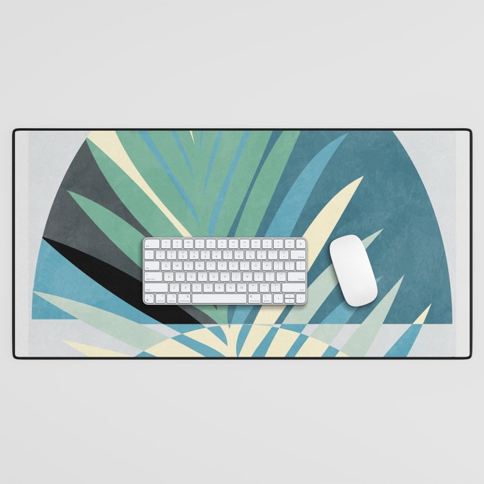 palm leaf minimal mid century modern Desk Mat Gallery Image 1