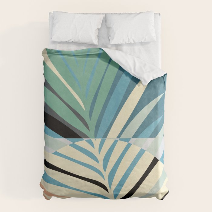 palm leaf minimal mid century modern Duvet Cover Gallery Image 6