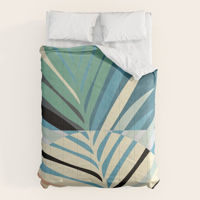 palm leaf minimal mid century modern Comforter Gallery Image 1