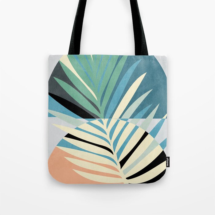 palm leaf minimal mid century modern Tote Bag Gallery Image 1