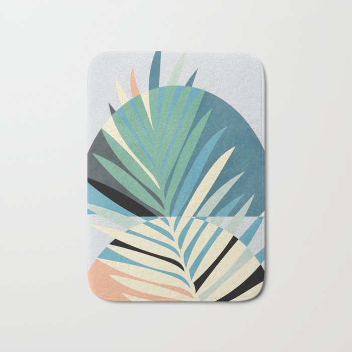 palm leaf minimal mid century modern Bath Mat Gallery Image 1