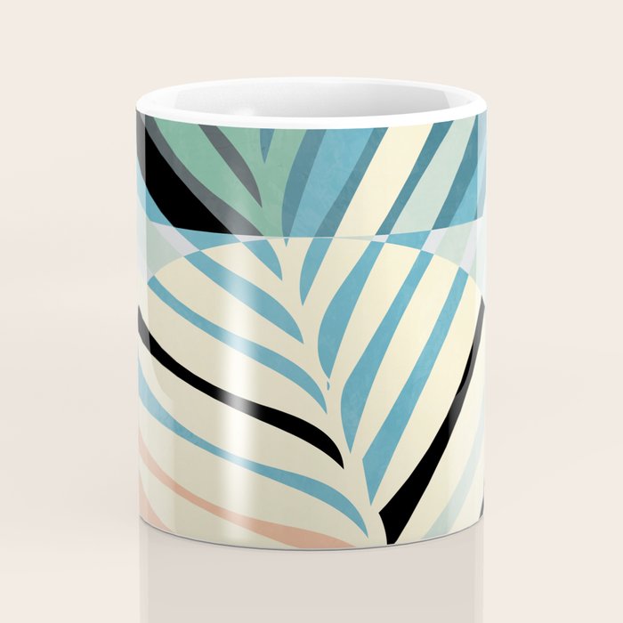 palm leaf minimal mid century modern Coffee Mug Gallery Image 4