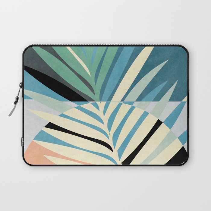 palm leaf minimal mid century modern Laptop Sleeve Gallery Image 1