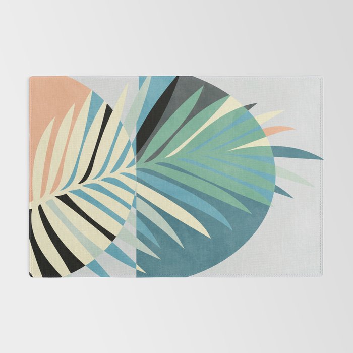 palm leaf minimal mid century modern Rug Gallery Image 2