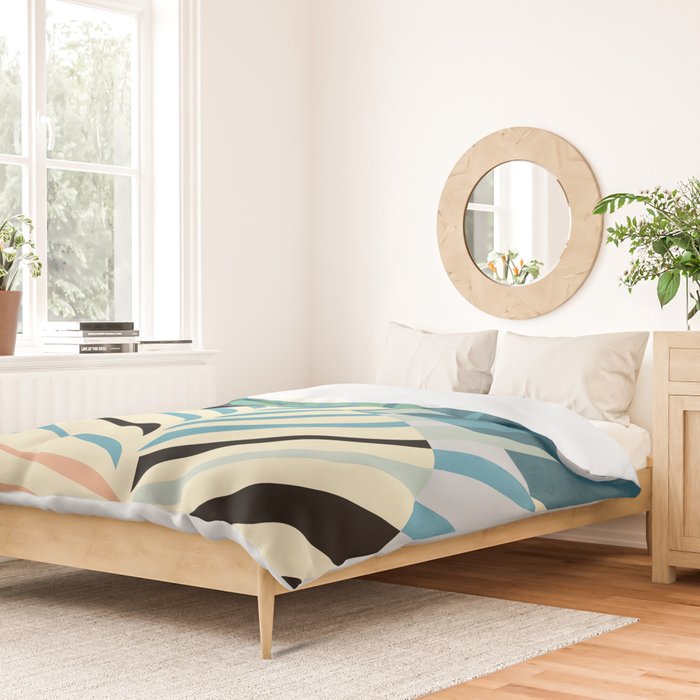 palm leaf minimal mid century modern Duvet Cover Gallery Image 2