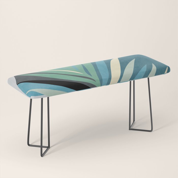 palm leaf minimal mid century modern Bench Gallery Image 1