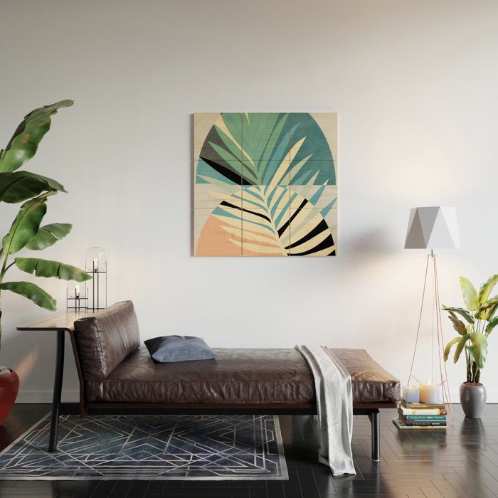 palm leaf minimal mid century modern Wood Wall Art Gallery Image 2