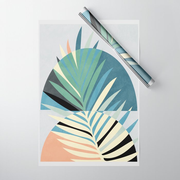 palm leaf minimal mid century modern Wrapping Paper Gallery Image 1