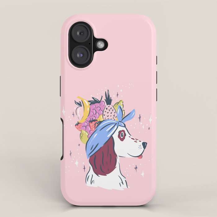 Spaniel with Fruit Hat Dog Illustration iPhone Case Gallery Image 1
