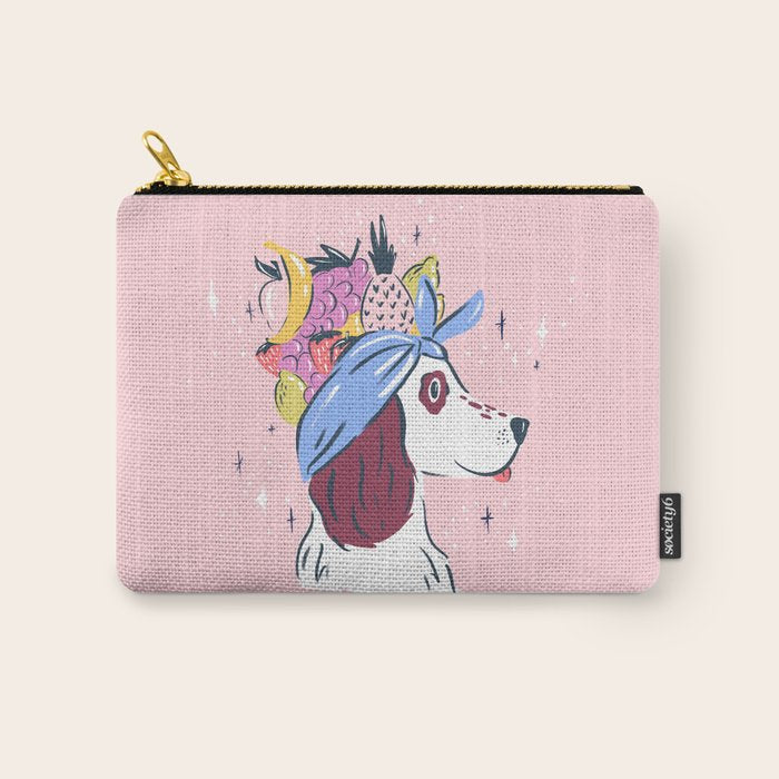 Spaniel with Fruit Hat Dog Illustration Carry All Pouch Gallery Image 1
