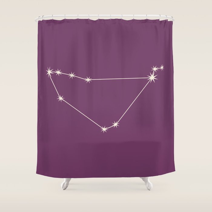 Capricorn Zodiac Star Constellation Line Art Mauve Purple Shower Curtain Gallery Image 1
