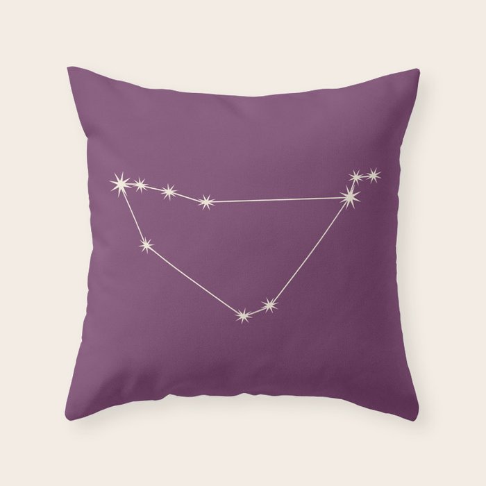 Capricorn Zodiac Star Constellation Line Art Mauve Purple Throw Pillow Gallery Image 1