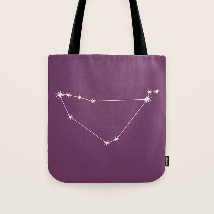 Capricorn Zodiac Star Constellation Line Art Mauve Purple Tote Bag Gallery Image 1