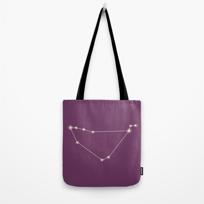Capricorn Zodiac Star Constellation Line Art Mauve Purple Tote Bag Gallery Image 2
