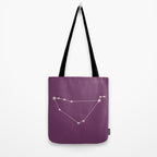 Capricorn Zodiac Star Constellation Line Art Mauve Purple Tote Bag Gallery Image 2