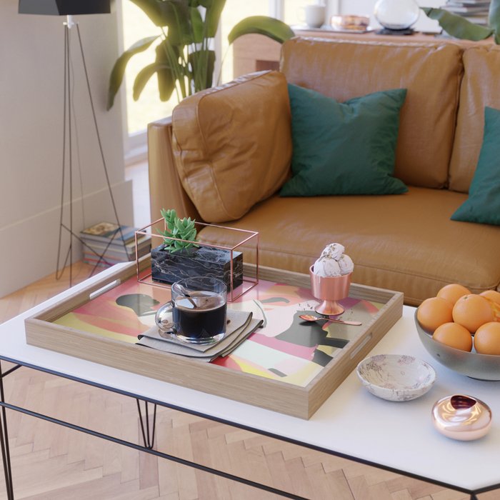 Abstract Art Sunset Girl 3 Serving Tray Gallery Image 2