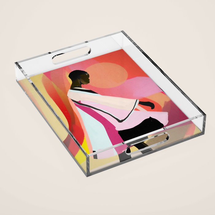 Abstract Art Sunset Girl 3 Acrylic Tray Gallery Image 1