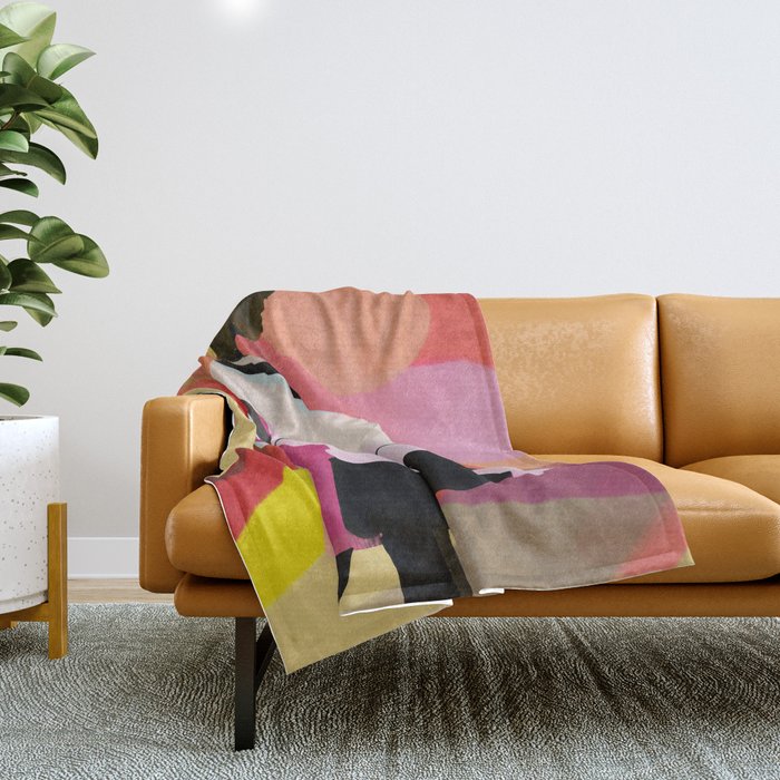 Abstract Art Sunset Girl 3 Throw Blanket Gallery Image 1