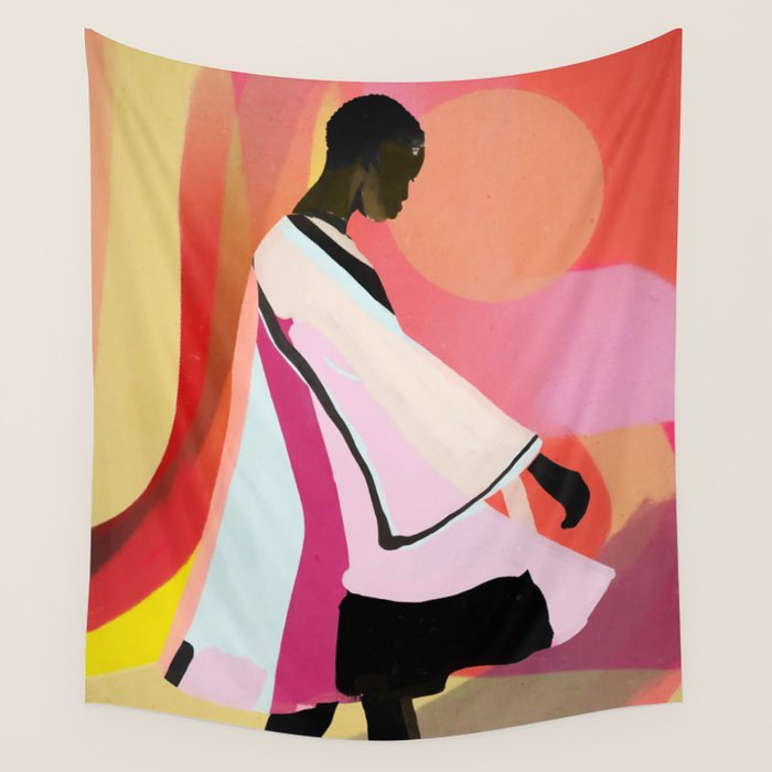 Abstract Art Sunset Girl 3 Wall Tapestry Gallery Image 1