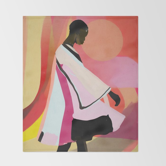 Abstract Art Sunset Girl 3 Throw Blanket Gallery Image 2