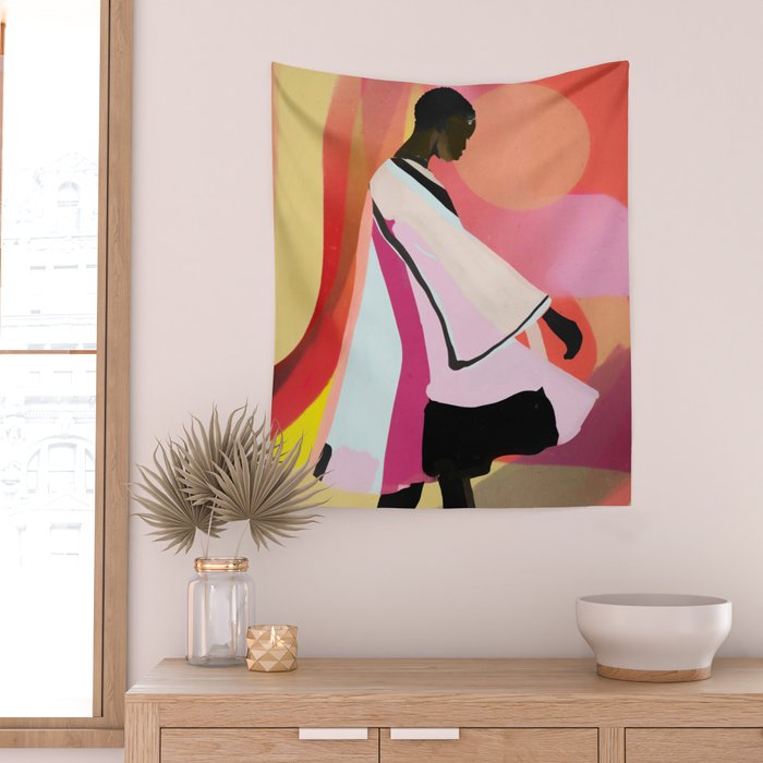 Abstract Art Sunset Girl 3 Wall Tapestry Gallery Image 2