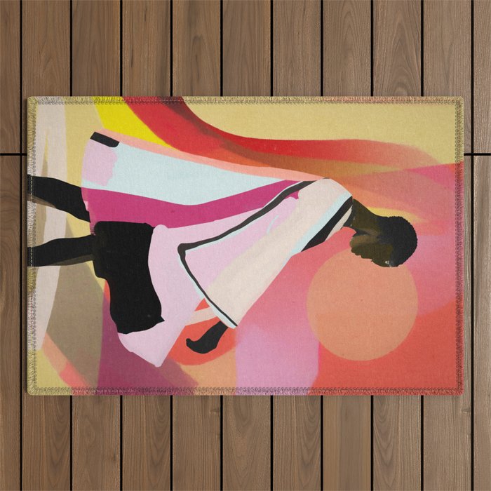 Abstract Art Sunset Girl 3 Outdoor Rug Gallery Image 1