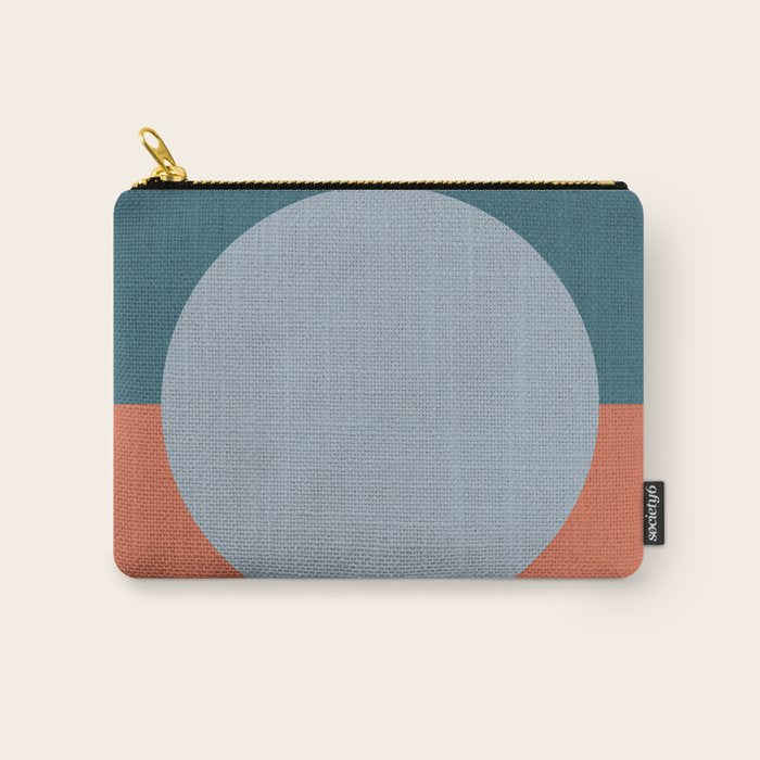 Dotted Half Half Minimalist Geometric in Blue and Clay Carry All Pouch Gallery Image 1
