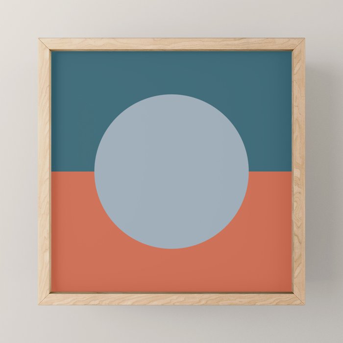 Dotted Half Half Minimalist Geometric in Blue and Clay Mini Art Print Gallery Image 1